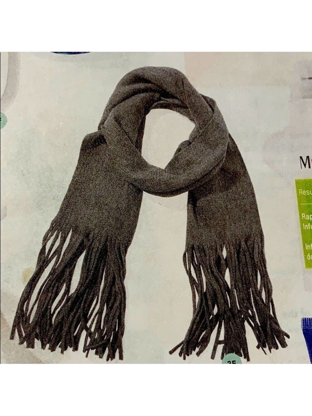 Lucky Brand Solid Brushed Scarf Grey Tassels NWT